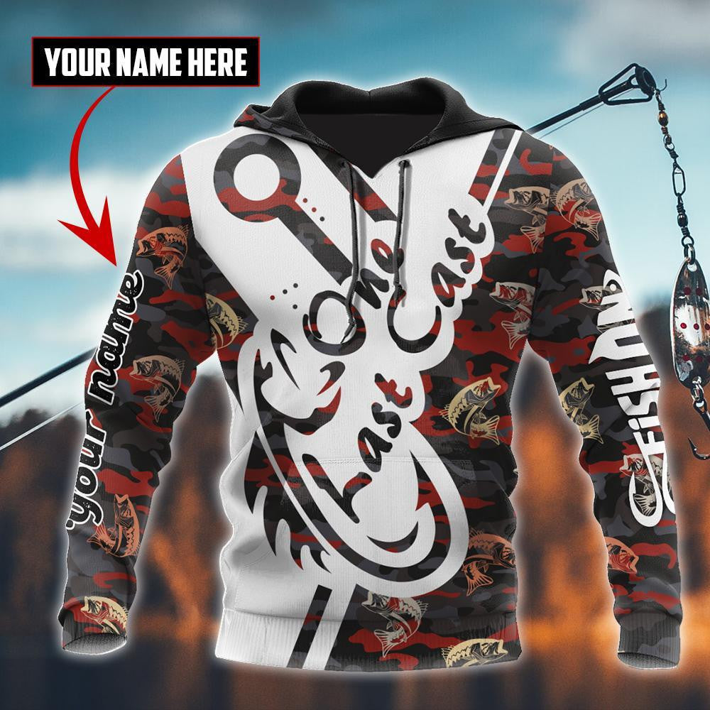 One Last Cast red camo fishing custom name design 3d print shirts - Amaze Style�?�-Apparel