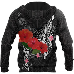 Amazing Humpback Whale with Hibiscus Hoodie-ML - Amaze Style�?�-Apparel