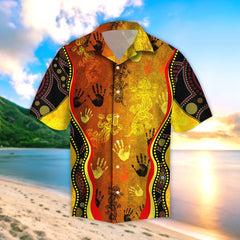 Aboriginal Australia Rock Painting Hand Lizard Art Golden Style Beach Shirt TR2707207S - Amaze Style�?�-Apparel