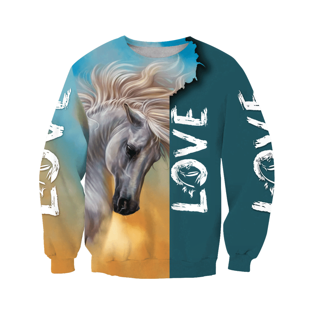 3D Arabian White Horse Shirt - Winter Set for Men and Women JJ16112 - Amaze Style�?�-Apparel