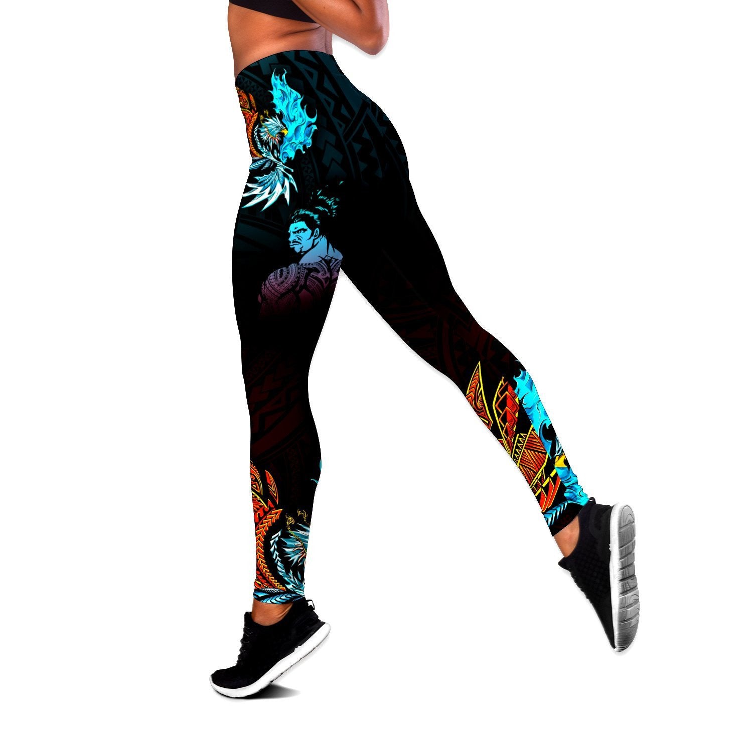 Amazing Polynesian Warrior 3D Tattoo Legging & Tank top ML - Amaze Style�?�