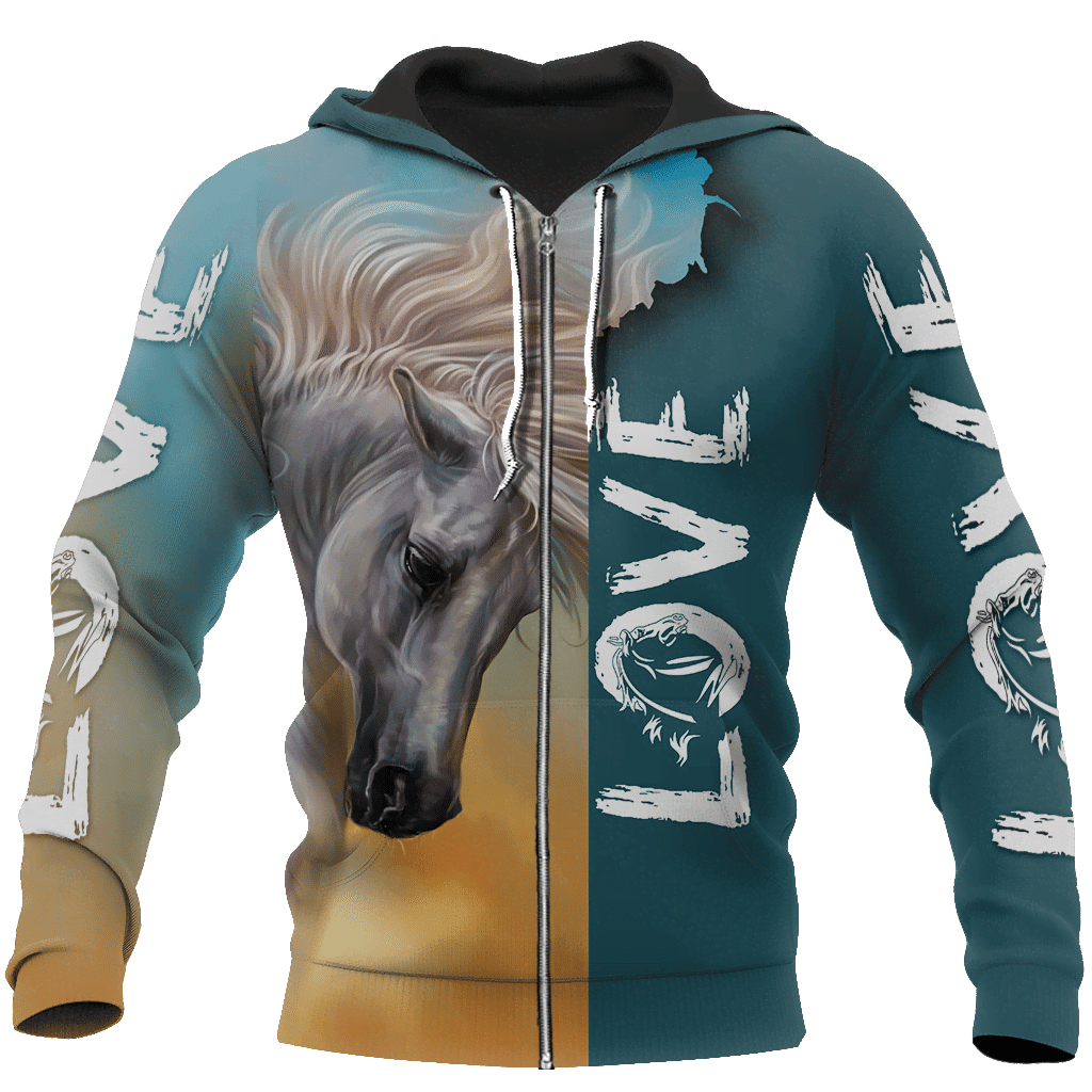 3D Arabian White Horse Shirt - Winter Set for Men and Women JJ16112 - Amaze Style�?�-Apparel