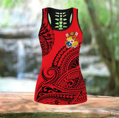 Polynesian Tonga Youthful Dynamic Style Red Color Legging & Tank top-ML - Amaze Style�?�-Apparel