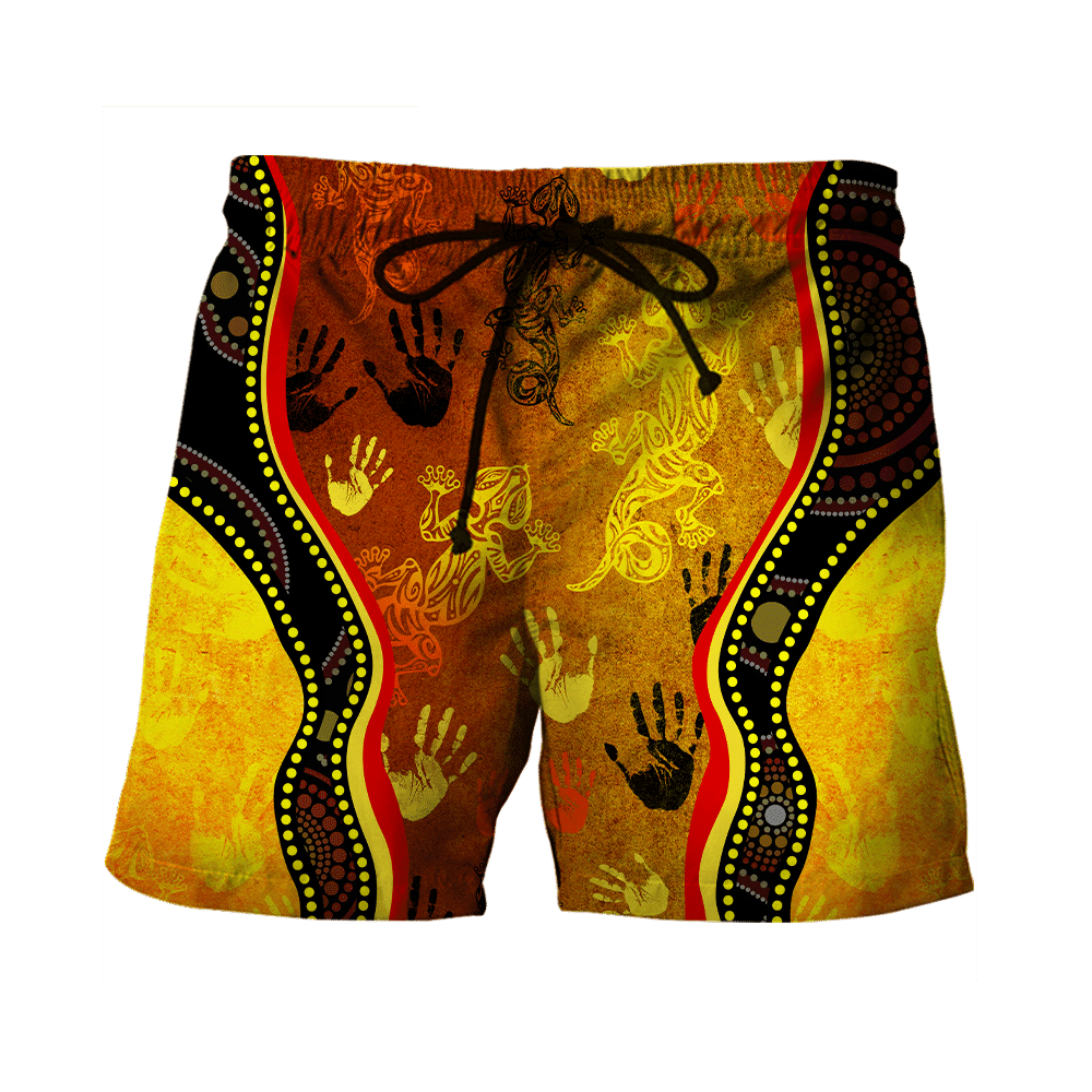 Aboriginal Australia Rock Painting Hand Lizard Art Golden Style shirts for men and women TR2606204S - Amaze Style�?�-Apparel