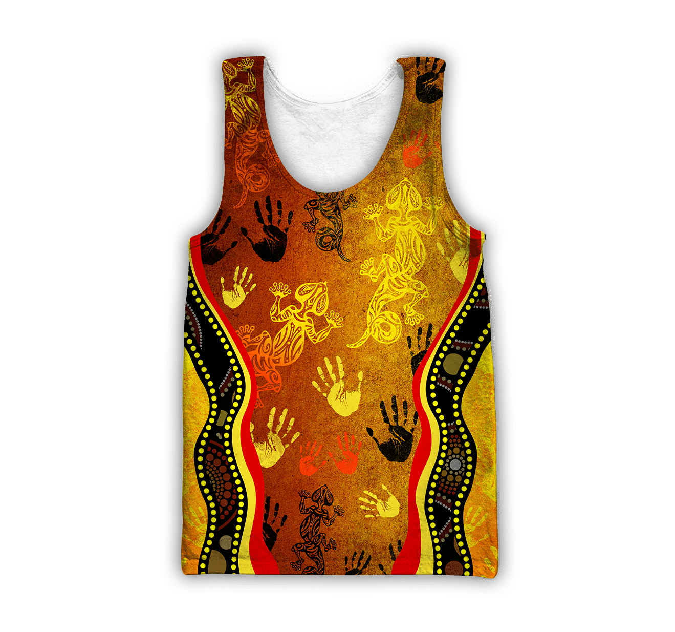 Aboriginal Australia Rock Painting Hand Lizard Art Golden Style shirts for men and women TR2606204S - Amaze Style�?�-Apparel