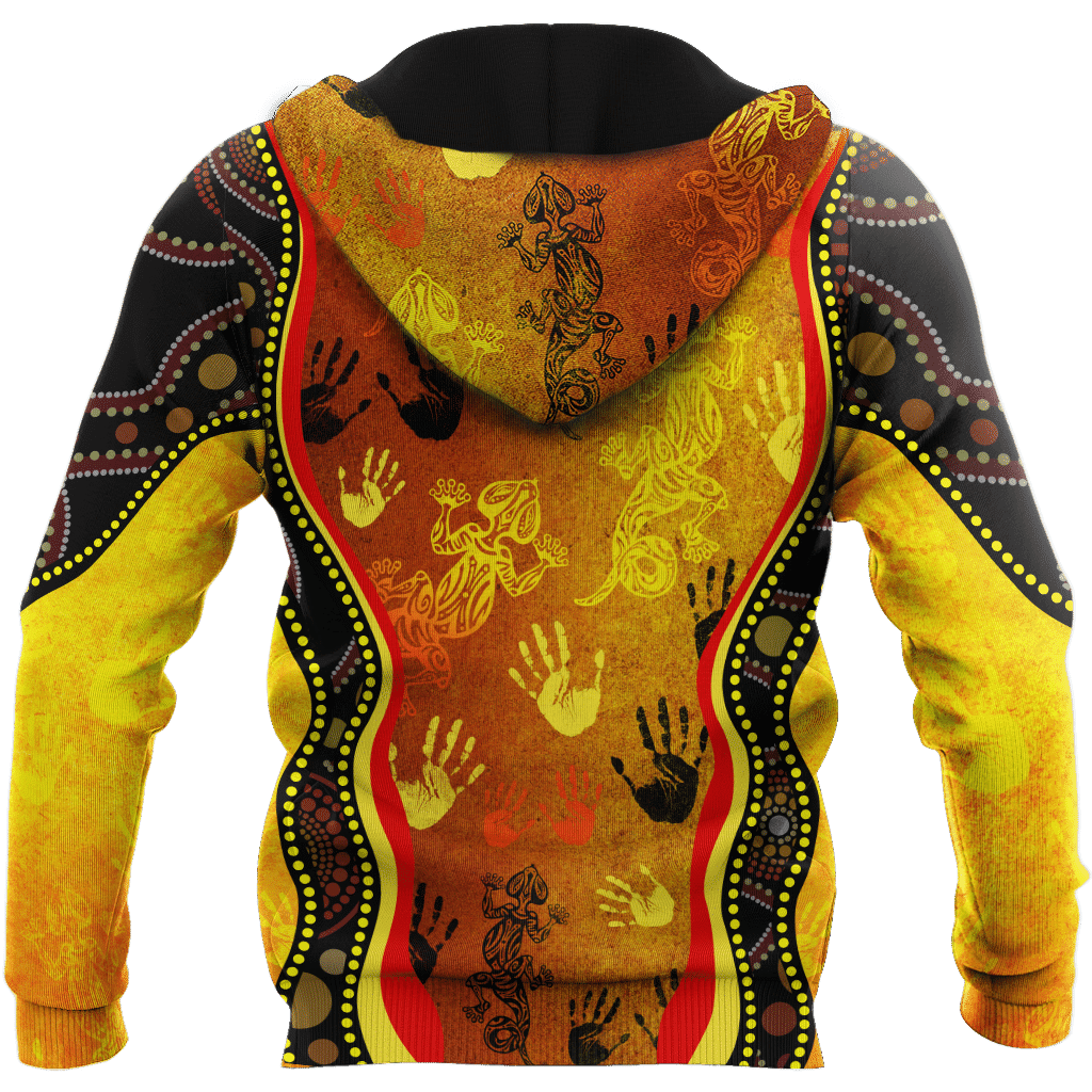 Aboriginal Australia Rock Painting Hand Lizard Art Golden Style shirts for men and women TR2606204S - Amaze Style�?�-Apparel