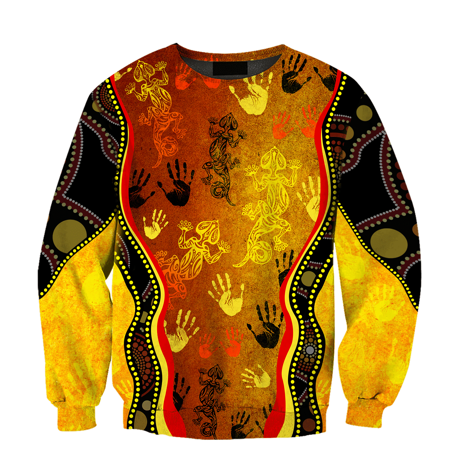 Aboriginal Australia Rock Painting Hand Lizard Art Golden Style shirts for men and women TR2606204S - Amaze Style�?�-Apparel