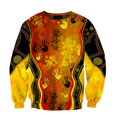 Aboriginal Australia Rock Painting Hand Lizard Art Golden Style shirts for men and women TR2606204S - Amaze Style�?�-Apparel