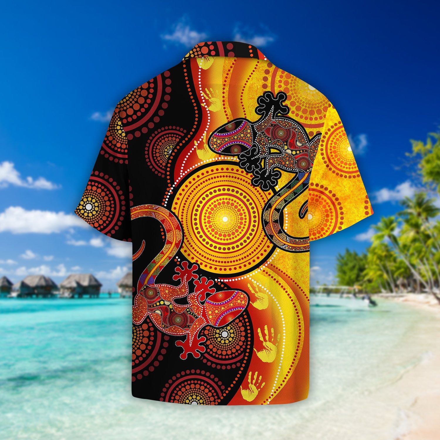 Aboriginal Australia Indigenous Lizards and the Sun Beach Shirt TR2707208S - Amaze Style�?�-Apparel