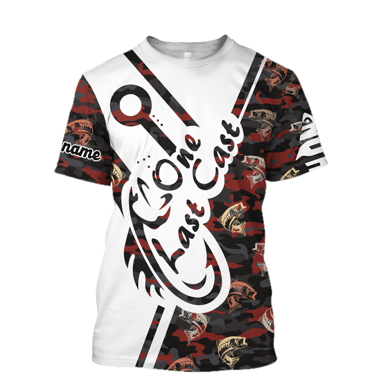 One Last Cast red camo fishing custom name design 3d print shirts - Amaze Style�?�-Apparel