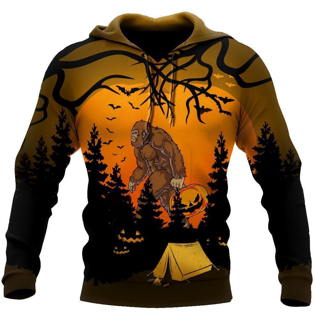 Beautiful All Over Printed Halloween Camping Big Foot Hoodie