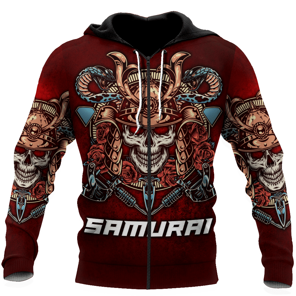 Premium Unisex All Over Printed Samurai Skull Shirts Hoodie