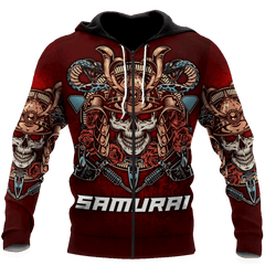 Premium Unisex All Over Printed Samurai Skull Shirts Hoodie