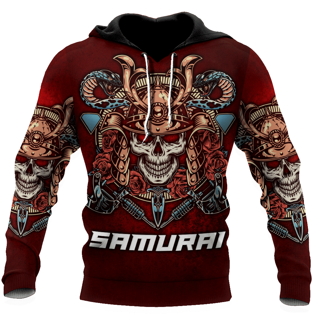 Premium Unisex All Over Printed Samurai Skull Shirts Hoodie