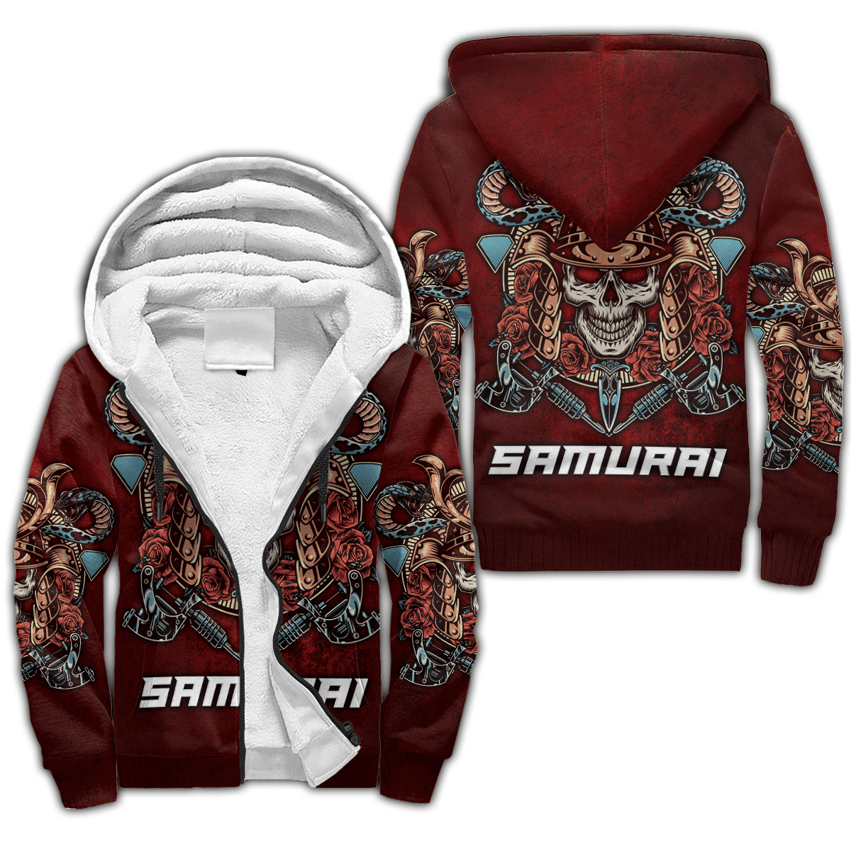 Premium Unisex All Over Printed Samurai Skull Shirts Hoodie