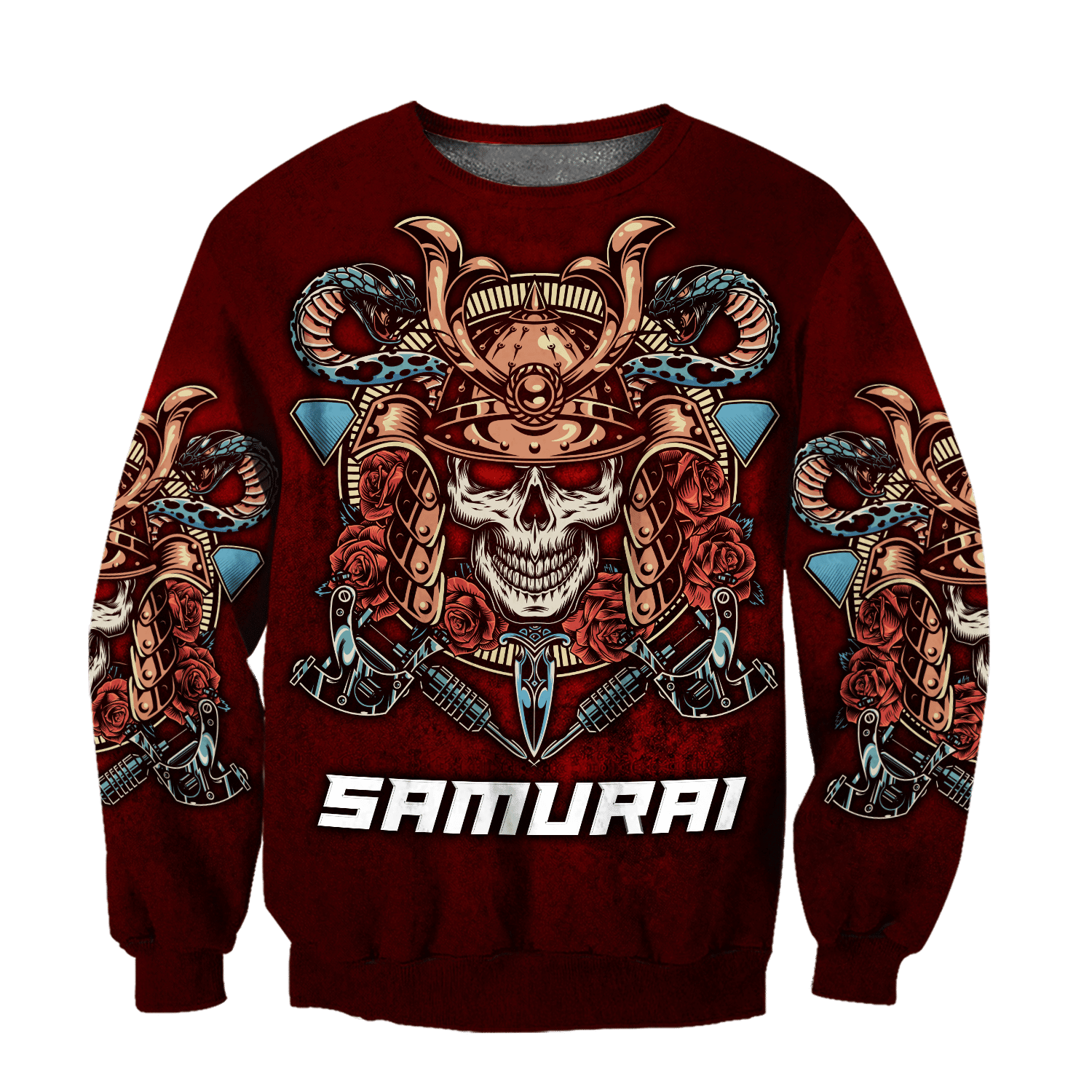 Premium Unisex All Over Printed Samurai Skull Shirts Hoodie