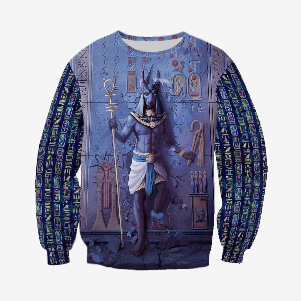 Anubis Face Blue Egypt Ancient 3D All Over Printed hoodie