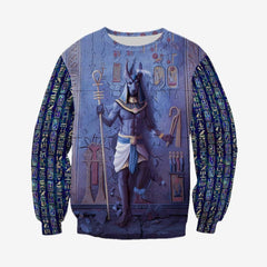 Anubis Face Blue Egypt Ancient 3D All Over Printed hoodie