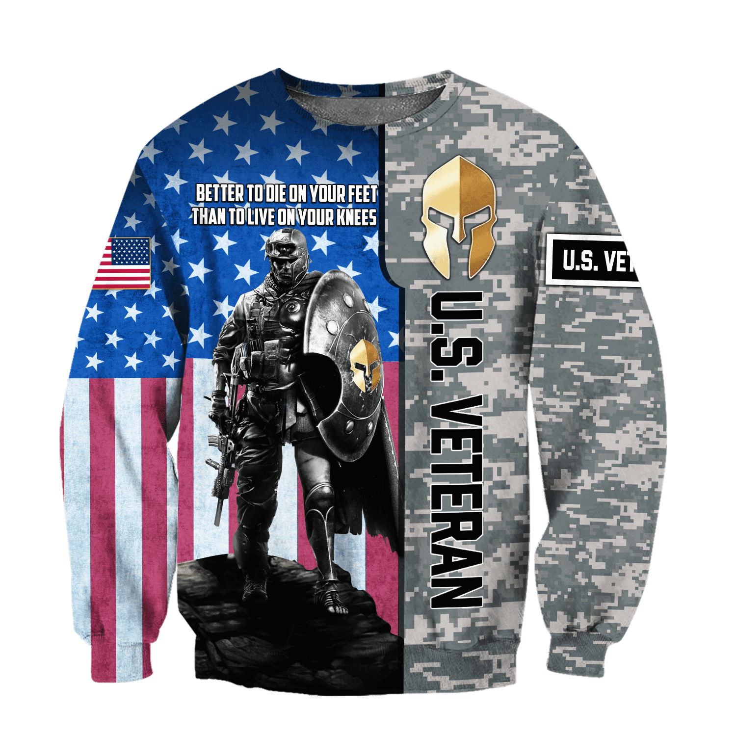 Spartan Soldier Us Veteran 3D All Over Printed Shirt Hoodie