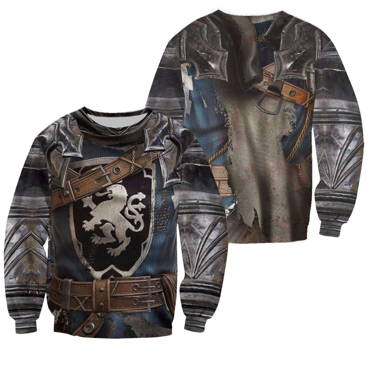 Blue Knight Armor 3D All Over Printed Shirts For Men And Women Hoodie