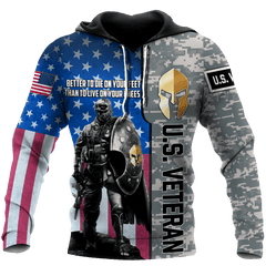 Spartan Soldier Us Veteran 3D All Over Printed Shirt Hoodie