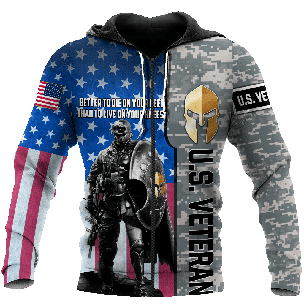 Spartan Soldier Us Veteran 3D All Over Printed Shirt Hoodie