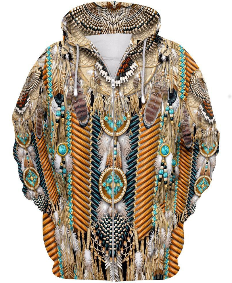 Long Native Breastplate And Feather Native American 3D All Over Printed Shirts