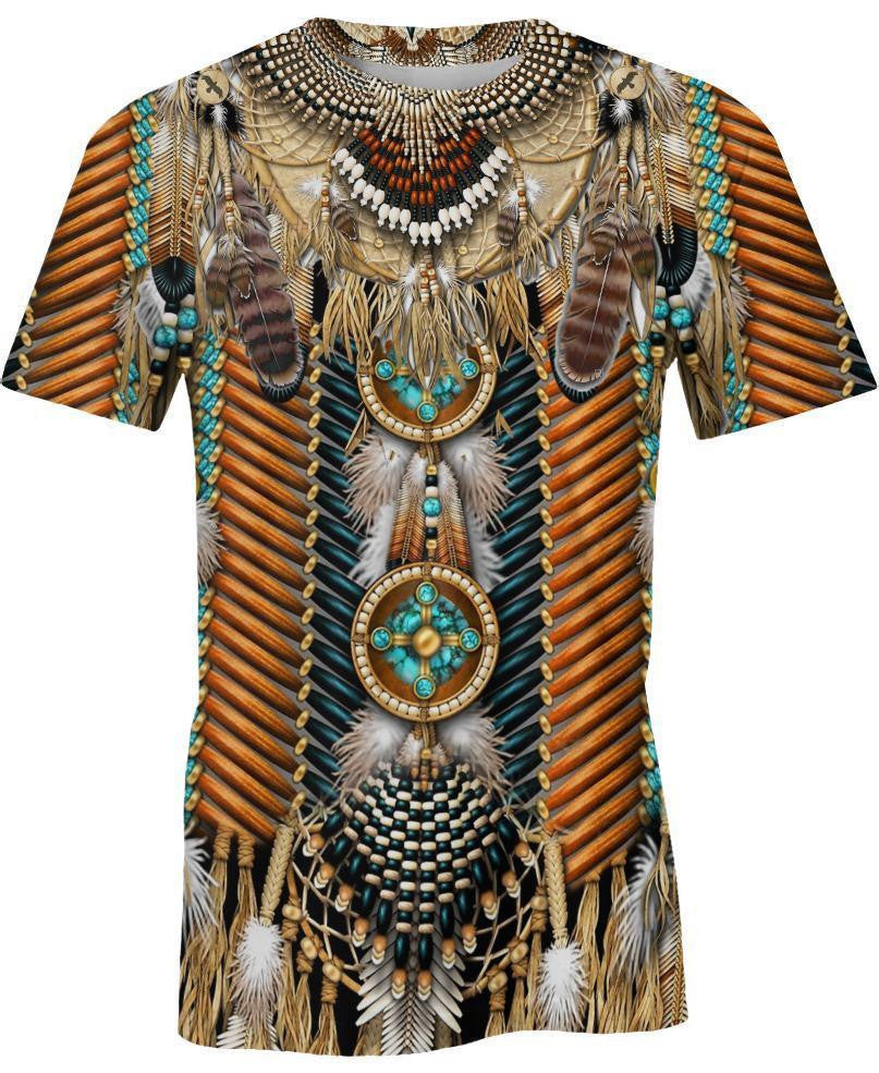 Long Native Breastplate And Feather Native American 3D All Over Printed Shirts