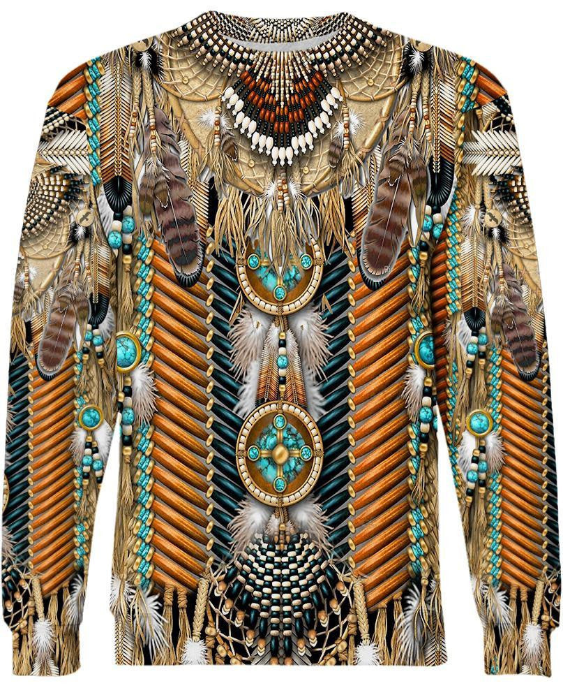 Long Native Breastplate And Feather Native American 3D All Over Printed Shirts