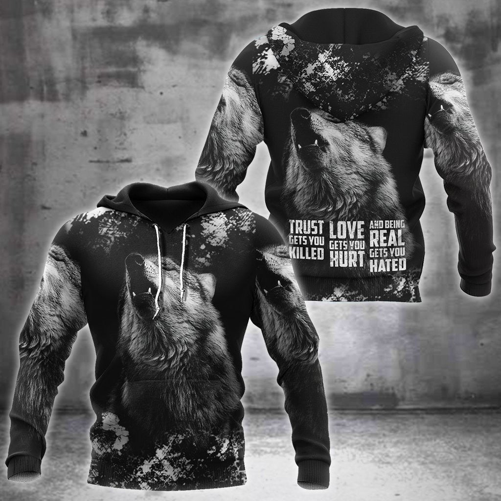 Darkness Wolf Love Gets you Hurt 3D All Over Printed Hoodie Shirt For Men and Women MP08092001 - Amaze Style�?�-Apparel