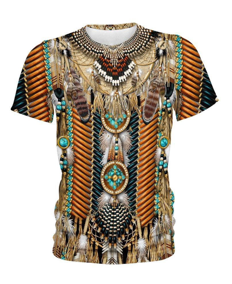 Long Native Breastplate And Feather Native American 3D All Over Printed Shirts