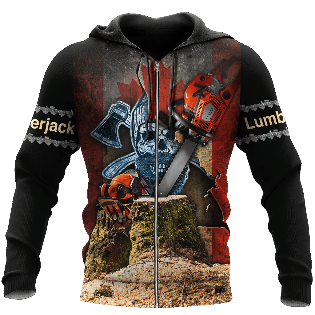 Beautiful Chainsaw Canadian Flag Art 3D All Over Printed Shirts Hoodie