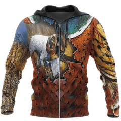 Pheasant Gsp Hunting 3D All Over Printed Shirts For Men And Women Hoodie