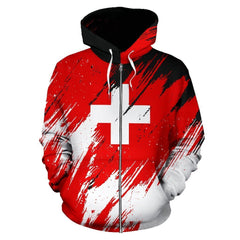 Switzerland Hoodie - Flag Color Painting NNK6 - Amaze Style™-Apparel