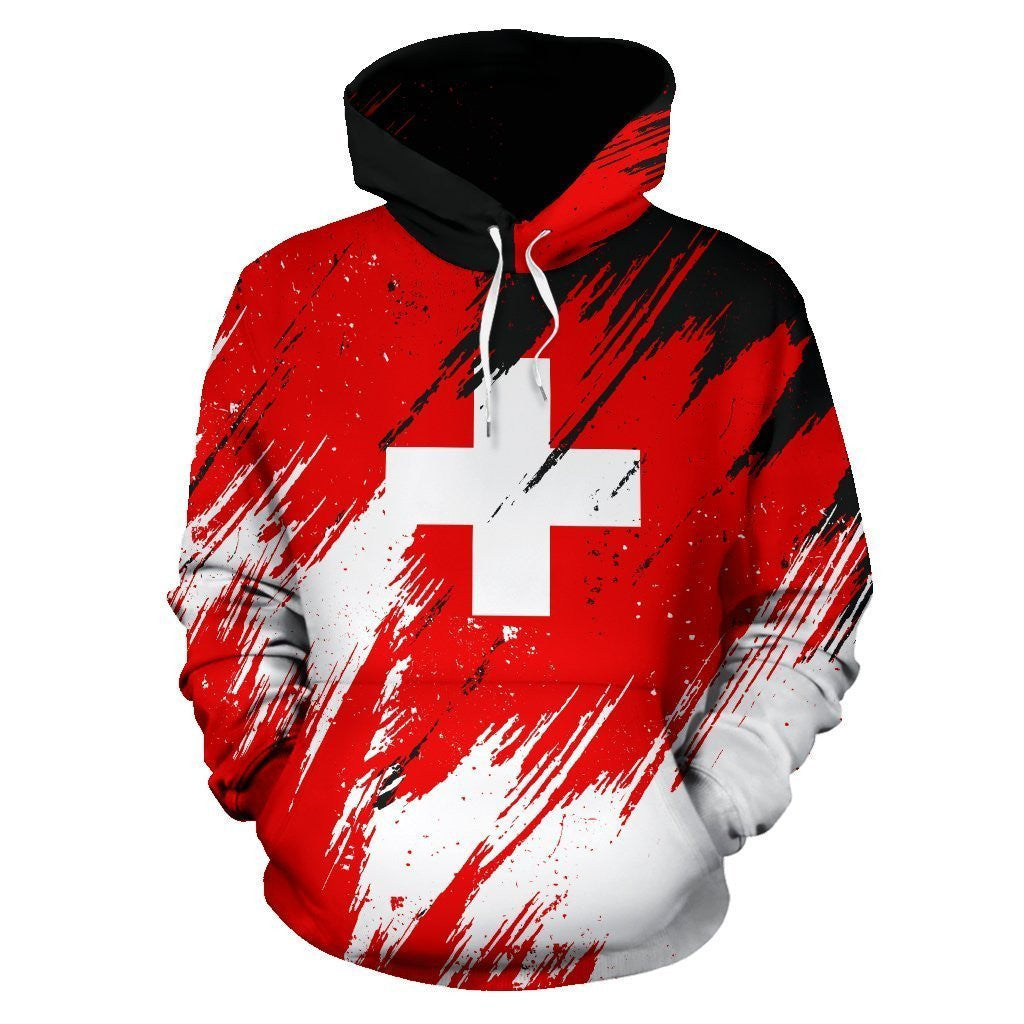 Switzerland Hoodie - Flag Color Painting NNK6 - Amaze Style™-Apparel