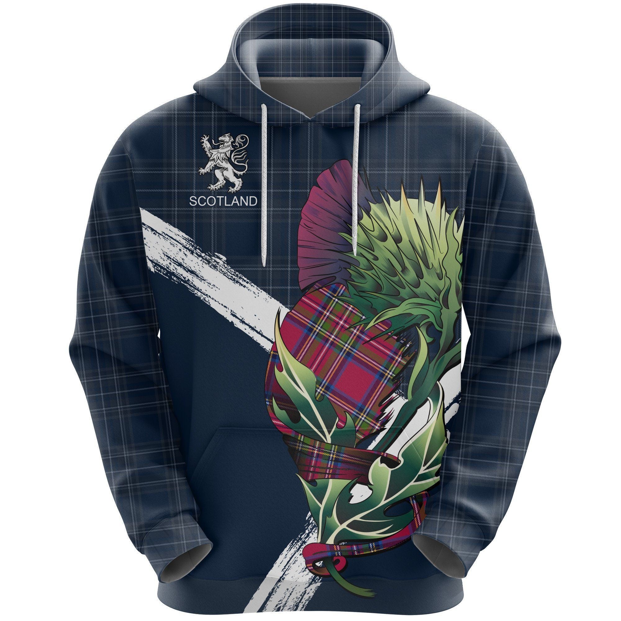 Scotland Pullover Hoodie - Thistle Flower (Dark Blue) NNK022905 - Amaze Style™-ALL OVER PRINT HOODIES