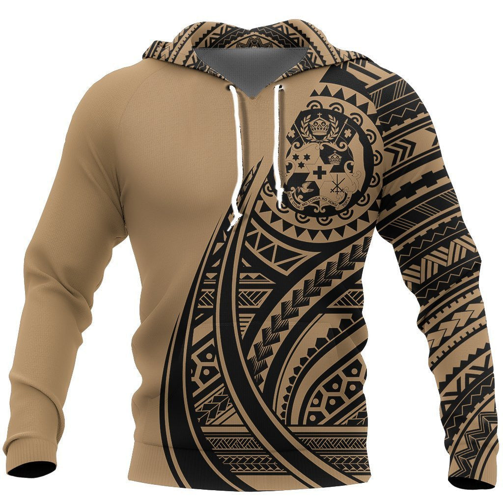 Tonga Coat Of Arms Polynesian Hoodie Tatoo Style Gold NNK 1219 - Amaze Style™