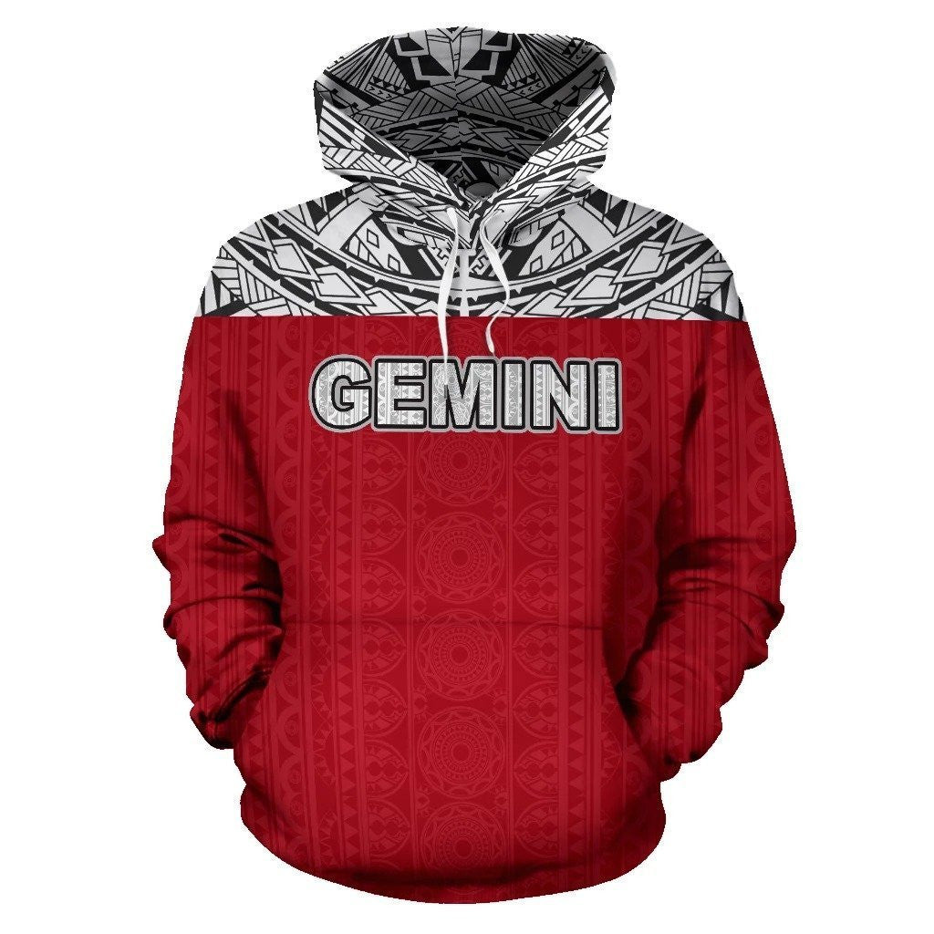 Gemini Zodiac - Poly All Over Hoodie Red Version NTH140823 - Amaze Style™-Apparel