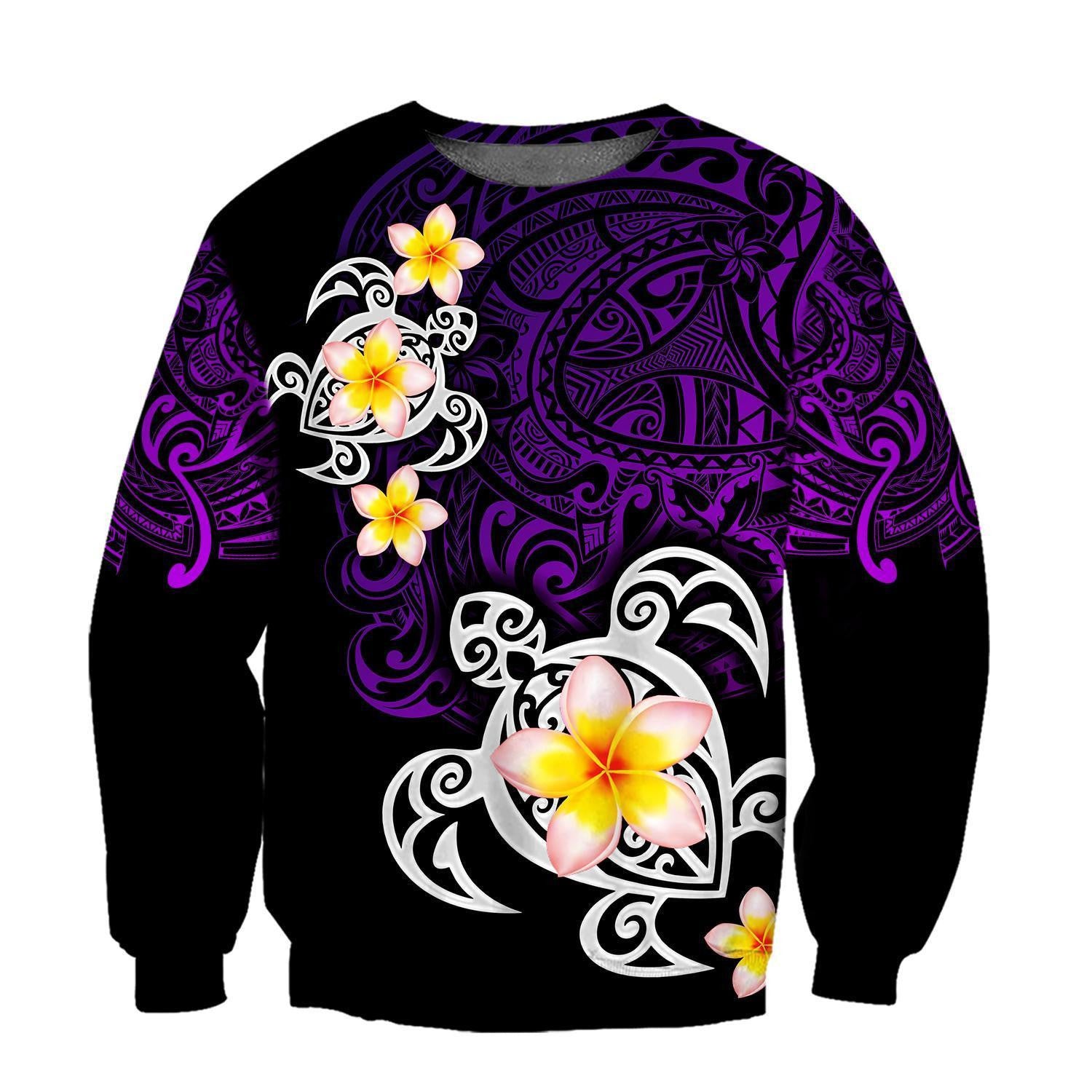 Amazing Polynesian Tattoo Purple Turtle Hoodie-ML - Amaze Style™-Apparel