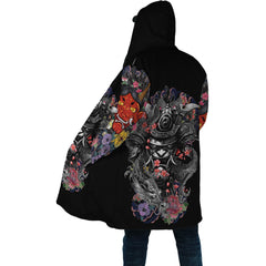 Samurai and Dragon Tattoo 3D Over Printed Cloak for Men and Women-ML - Amaze Style™