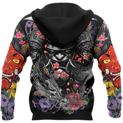 Samurai and Dragon Tattoo 3D Over Printed Unisex Hoodie-ML - Amaze Style™