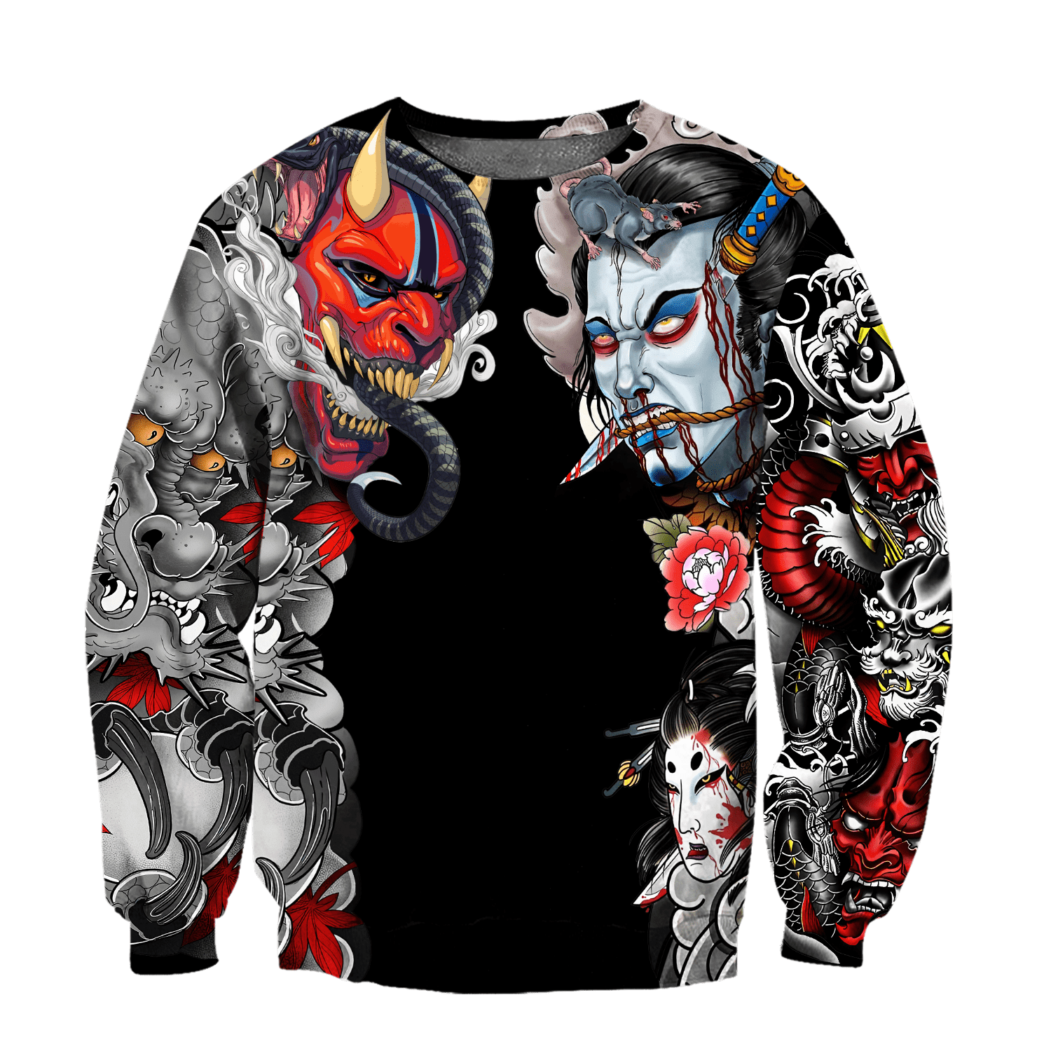 Japanese Samurai Tattoo 3D Over Printed Unisex Hoodie ML - Amaze Style™