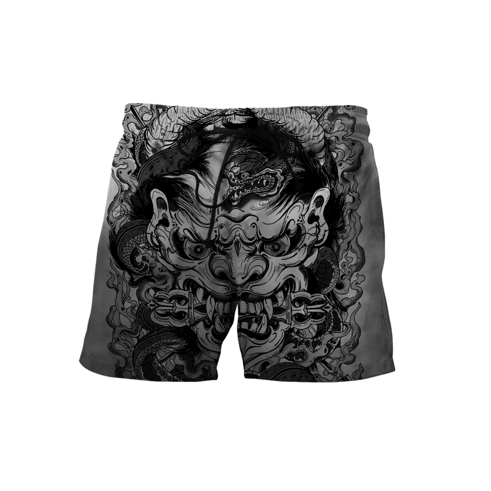 Samurai Oni Mask Tattoo 3D Over Printed Unisex Hoodie-ML - Amaze Style™