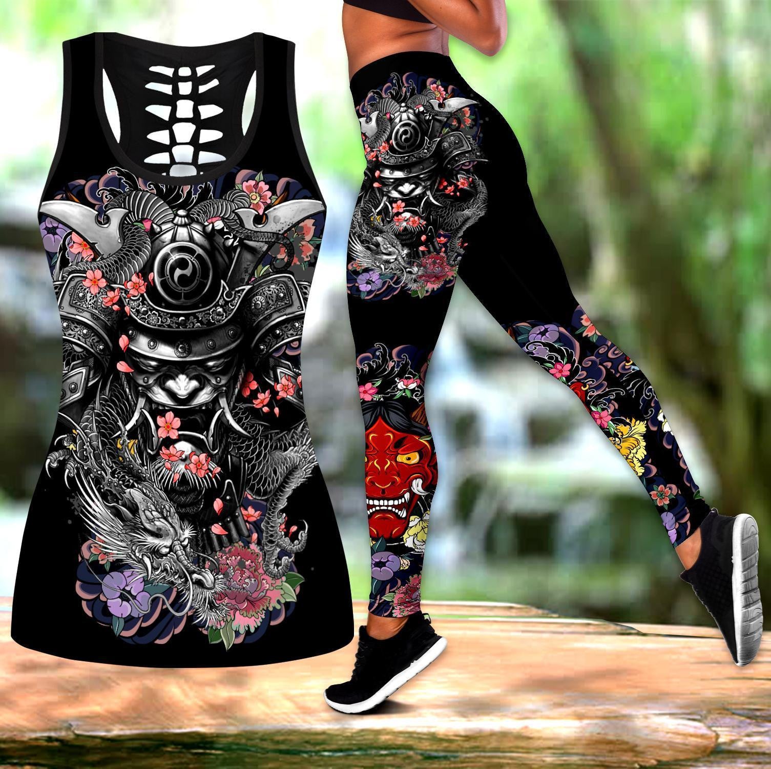 Samurai and Dragon Tattoo Legging & Tank top-ML - Amaze Style™