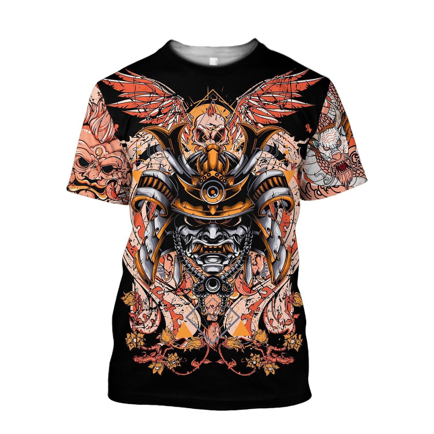 Samurai Helmet Tattoo 3D Over Printed Unisex Hoodie-ML - Amaze Style™