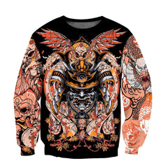 Samurai Helmet Tattoo 3D Over Printed Unisex Hoodie-ML - Amaze Style™