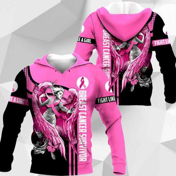 3D Breast Cancer Angel Survivor Hoodie T-Shirt Sweatshirt SU110302 - Amaze Style™-Apparel