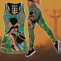 African Girl Drum Combo Legging + Tank Top HHT27042101 - Amaze Style™