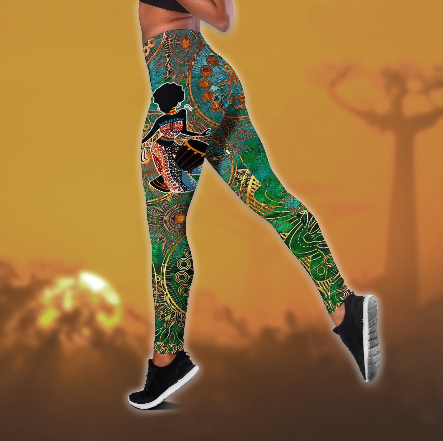 African Girl Drum Combo Legging + Tank Top HHT27042101 - Amaze Style™