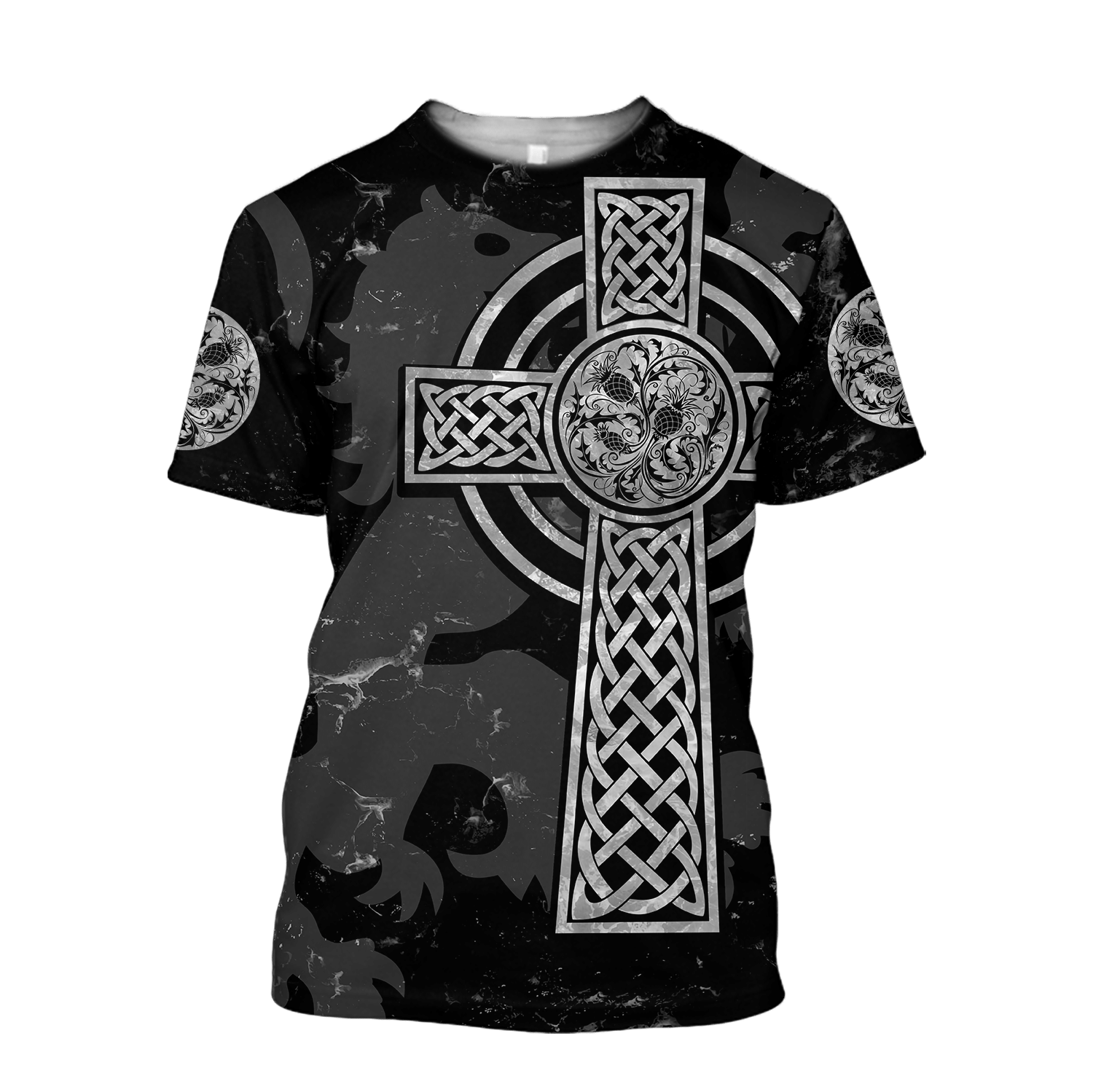 Scottish Thristle Celtic Cross grey ver3 Hoodie AZ210204 - Amaze Style™-Apparel